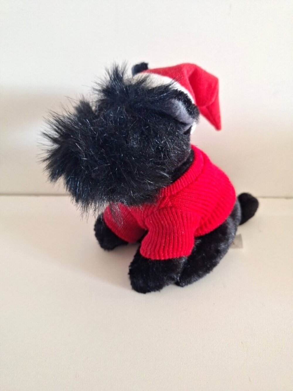 Christmas Terrier Scottie Dog Santa Sweater Hat Bestever Holiday Black Plush - Picture 6 of 10